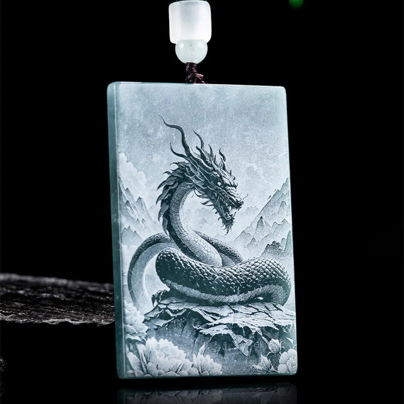 Buddha Stones Year Of The Horse Chinese Zodiac Engraving Jade Abundance Necklace Pendants