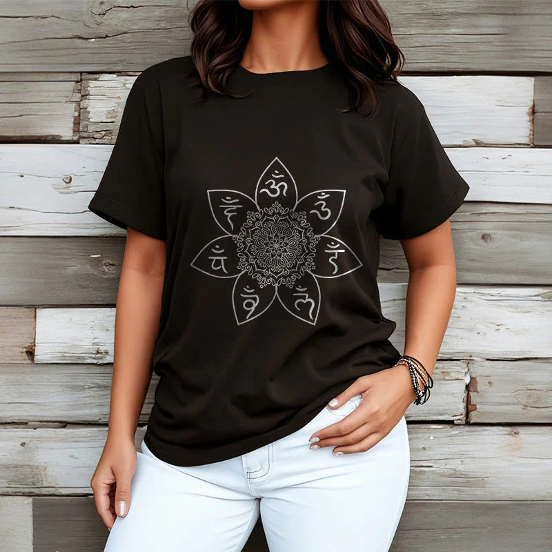 Buddha Stones Mandala Om Mani Padme Hum Pattern Tee T-shirt