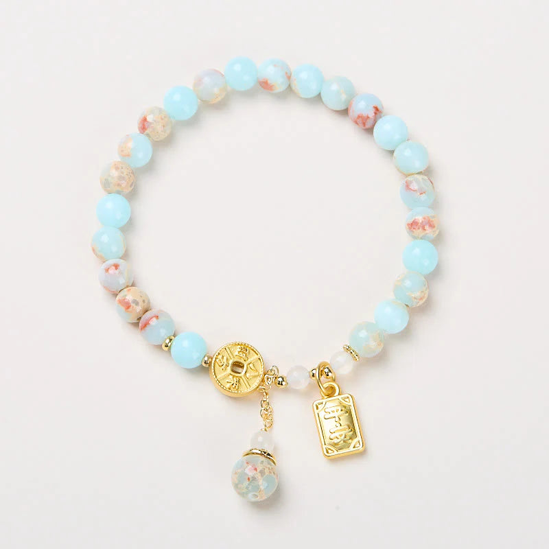 Buddha Stones Shoushan Stone Copper Coin Money From All Directions Wealth Bracelet