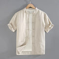 Buddha Stones Vintage Plain Tang Suit Chinese Frog-Button Men's Shirt With Pockets