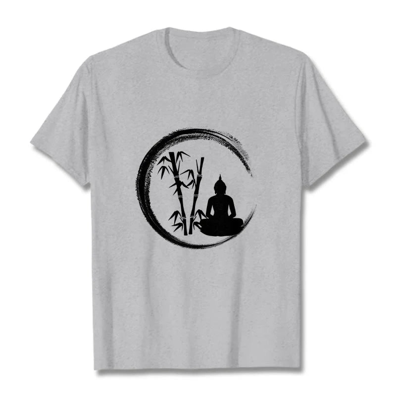 Buddha Stones Zen Buddha Statue Sitting Bamboo Meditation Tee T-shirt