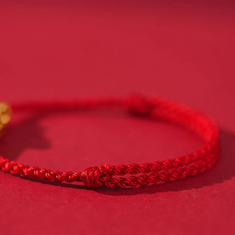 Buddha Stones Formless Buddha Lotus Knot Red String Protection Braided Bracelet