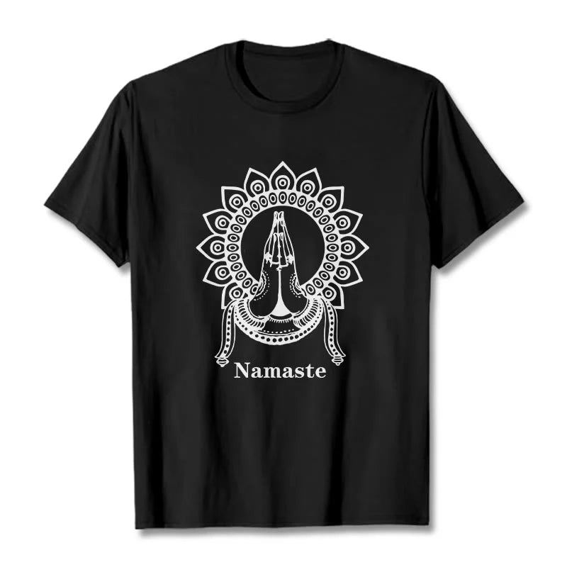 Buddha Stones Namaste Gesture Mandala Pattern Tee T-shirt