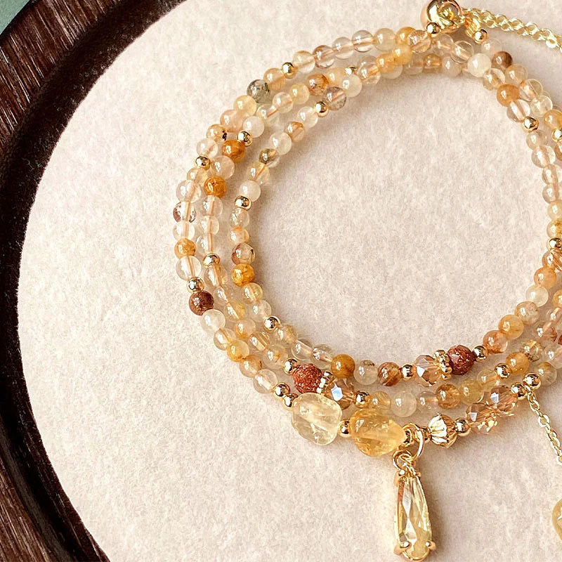 FREE Today: Creativity and Pleasure Natural Citrine Beads Multi Layer Bracelet