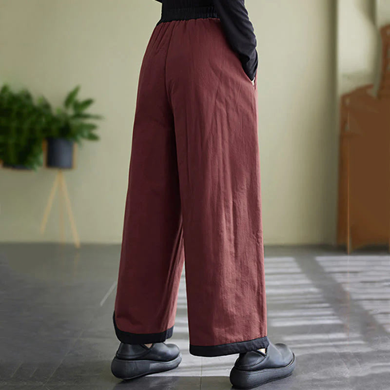 Buddha Stones Casual Plain Women's Wide Leg Pants With Pockets