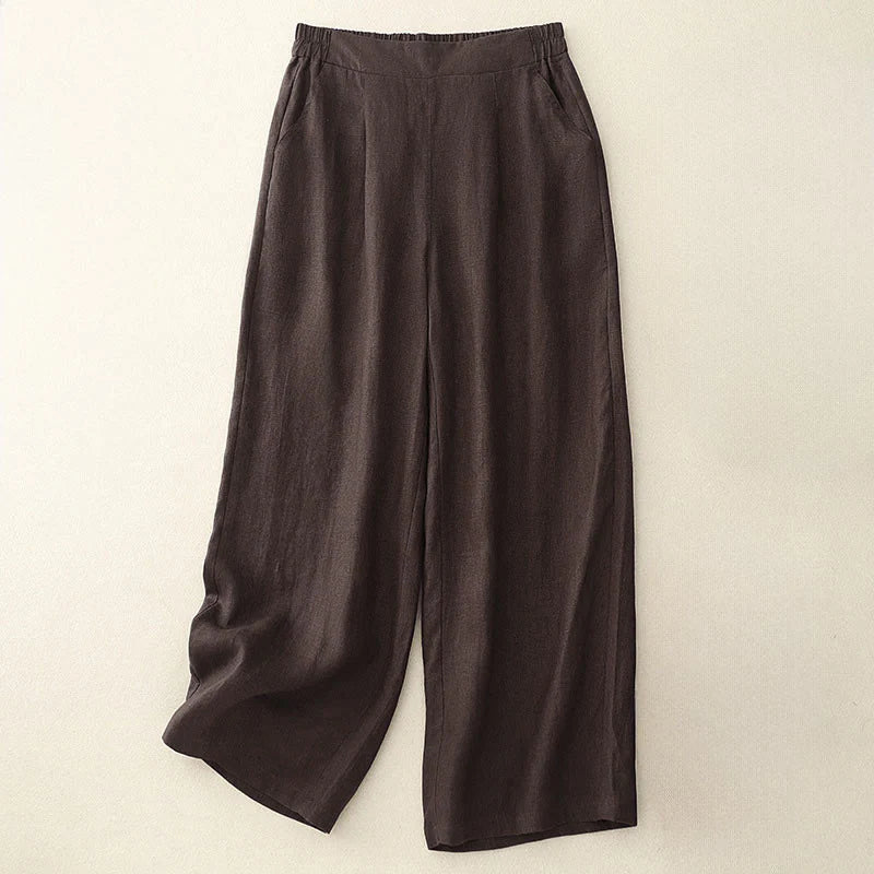 Buddha Stones Women's Spring Plain Simple 7-8 Length Cotton Pants With Pockets