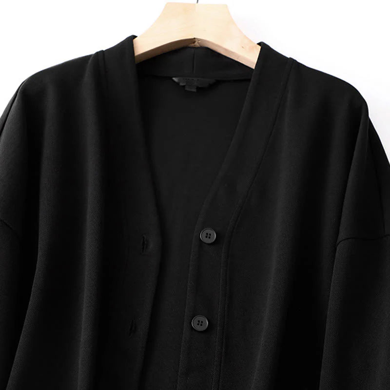 Buddha Stones Plain Buttons Women's Cotton Long Sleeve Jacket