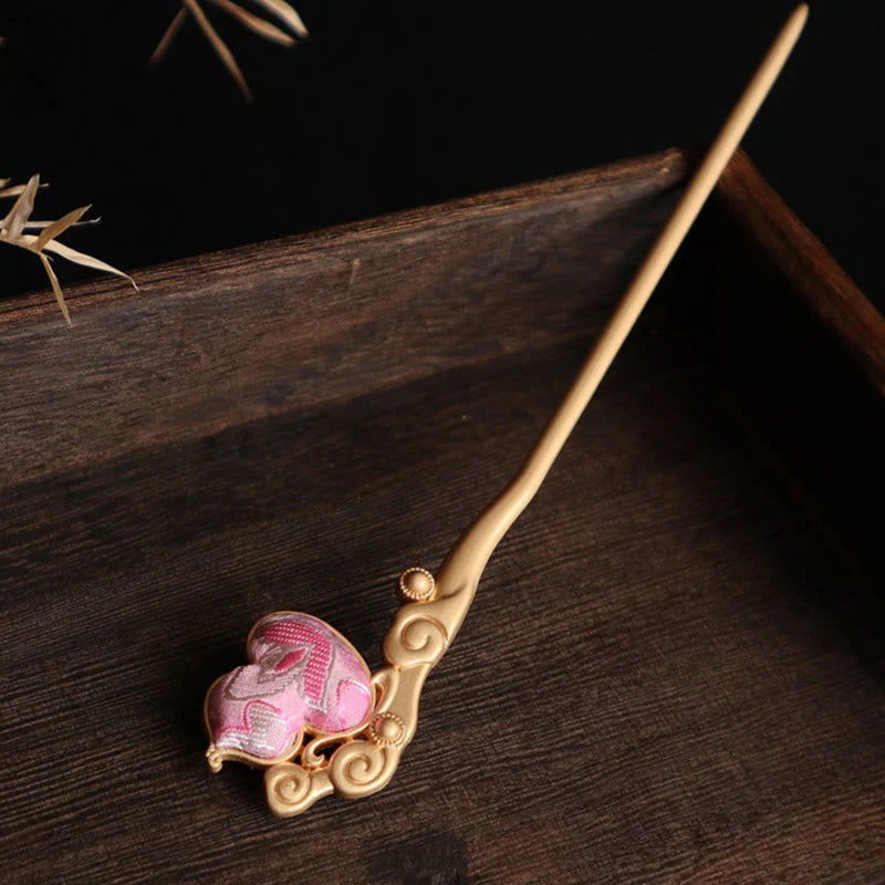 Buddha Stones Gourd Red Agate Bead Calm Confidence Hairpin