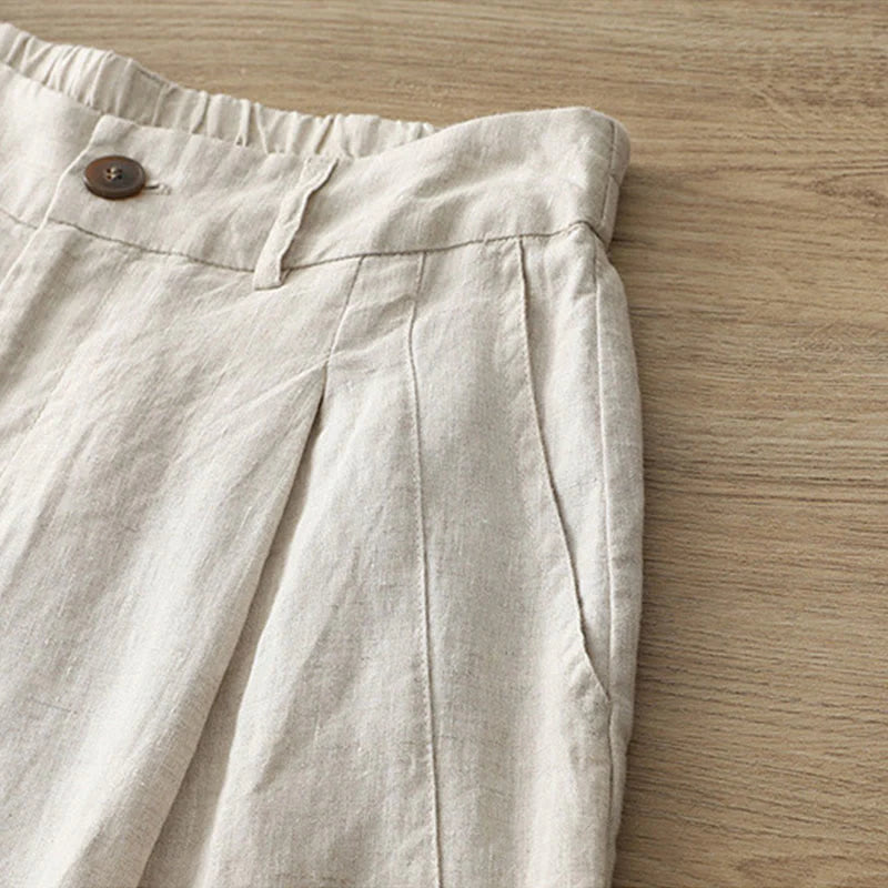 Buddha Stones Women's Fall Commute Solid Color Zipper Design Cotton Wide Leg Pants With Pockets