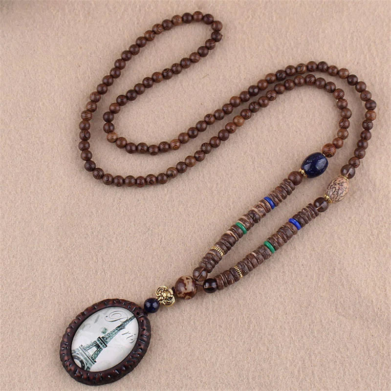 Buddha Stones Tibetan Wenge Wood Bodhi Seed Agate Elephant Protection Necklace Pendant (Extra 40% Off | USE CODE: FS40)