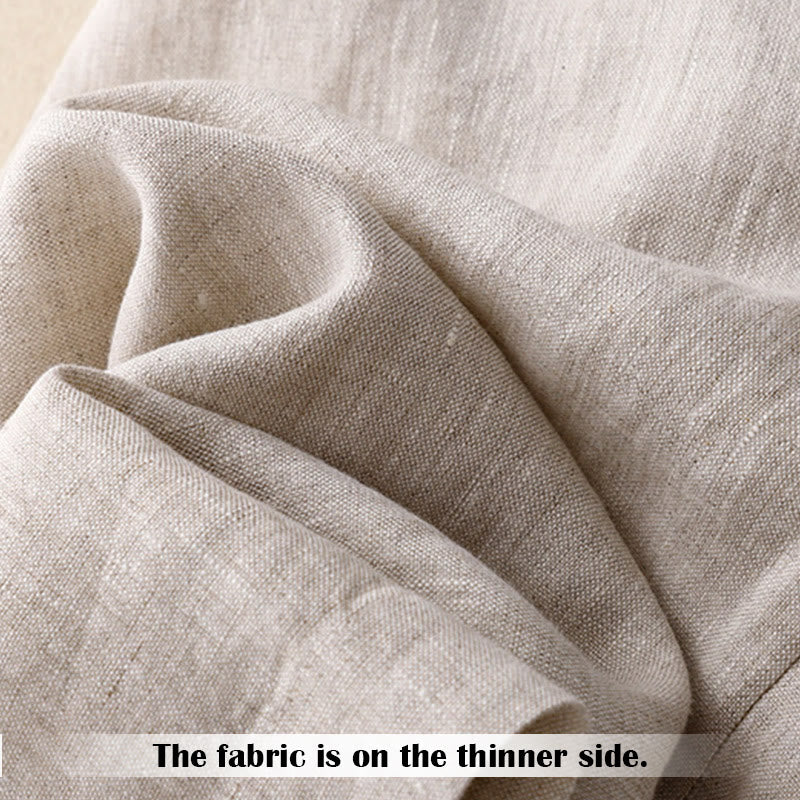 Buddha Stones Summer Casual Simple Design Linen Women's Wide Leg Pants With Zipper Pockets