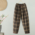 Buddha Stones Multi-color Plaid Pattern Cotton-padded Women's Harem Thermal Pants With Pockets