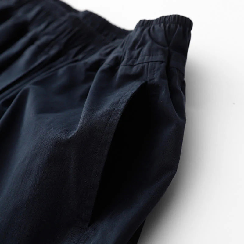 Buddha Stones Spring Commute Solid Color High Waist Women's Wide Leg Cotton Linen Pants With Pockets