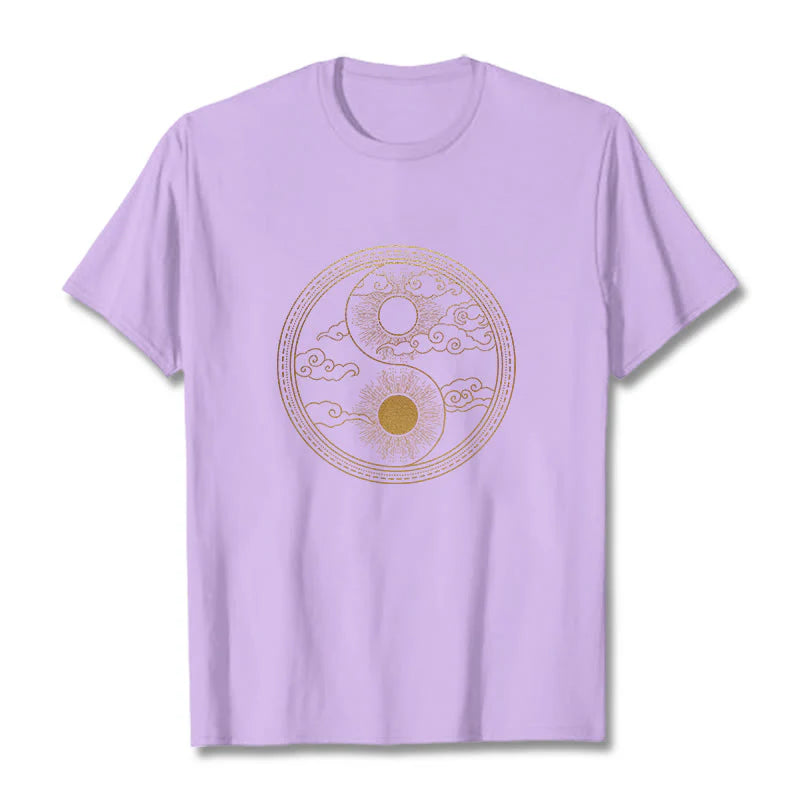 Buddha Stones Yin Yang Sun Auspicious Clouds Tee T-shirt