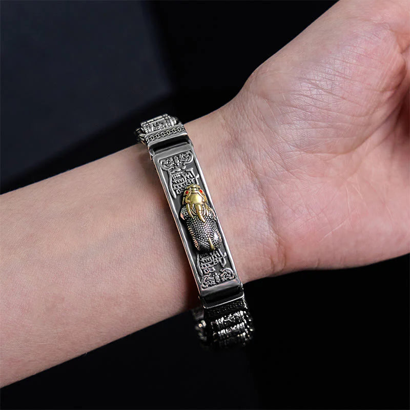 Buddha Stones Tibetan Copper Buckle Prayer Wheel Heart Sutra Pi Xiu Metal Bracelet