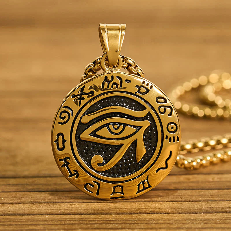 Buddha Stones Titanium Steel Evil Eye Balance Necklace Pendants