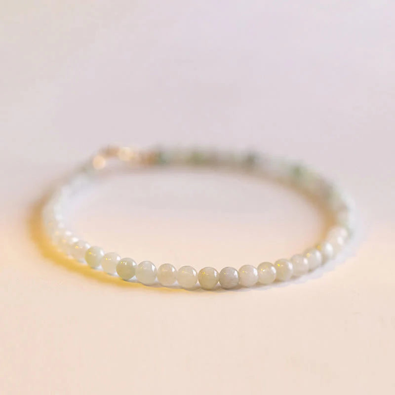 Buddha Stones 2mm Jade Ultra-thin Beads 14k Gold Plated Copper Luck Bracelet