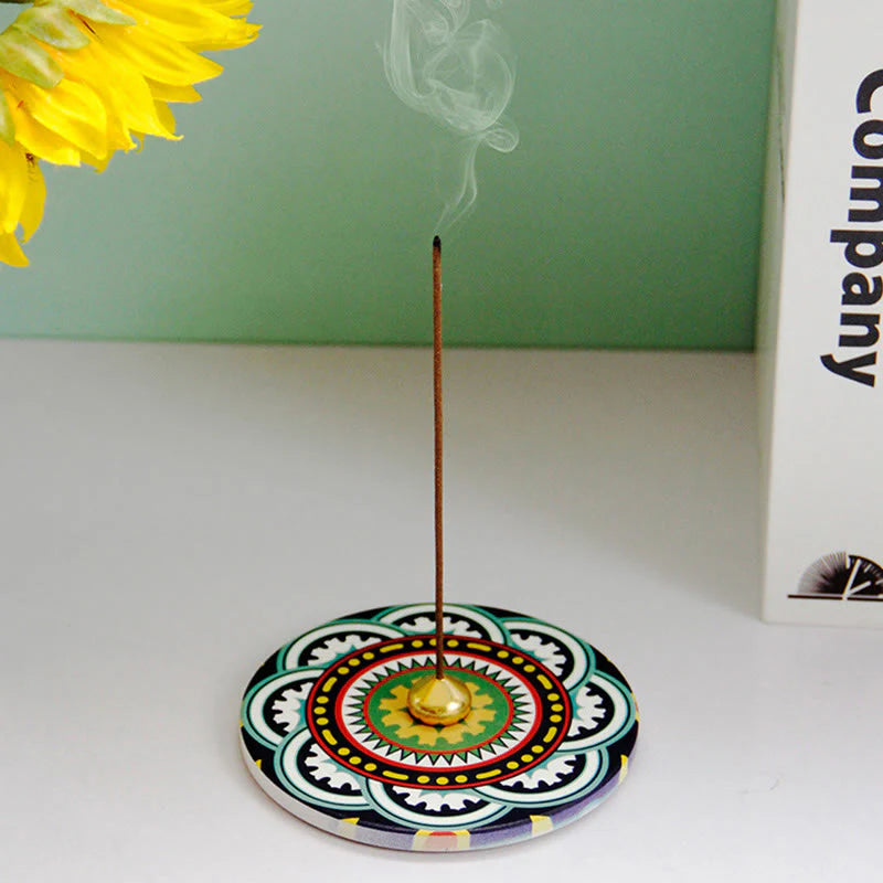 Buddha Stones Colorful Pattern Ceramic Blessing Stick Incense Burner