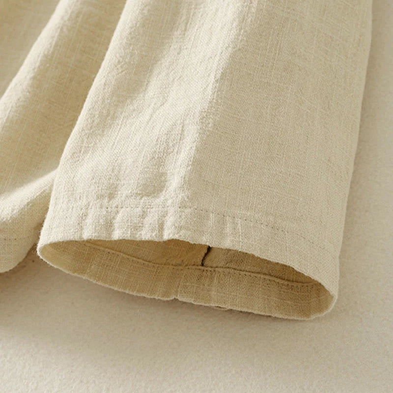 Buddha Stones Plain Chinese Frog-Button Long Sleeve Women's Cotton Linen Zen Clothing Shirt
