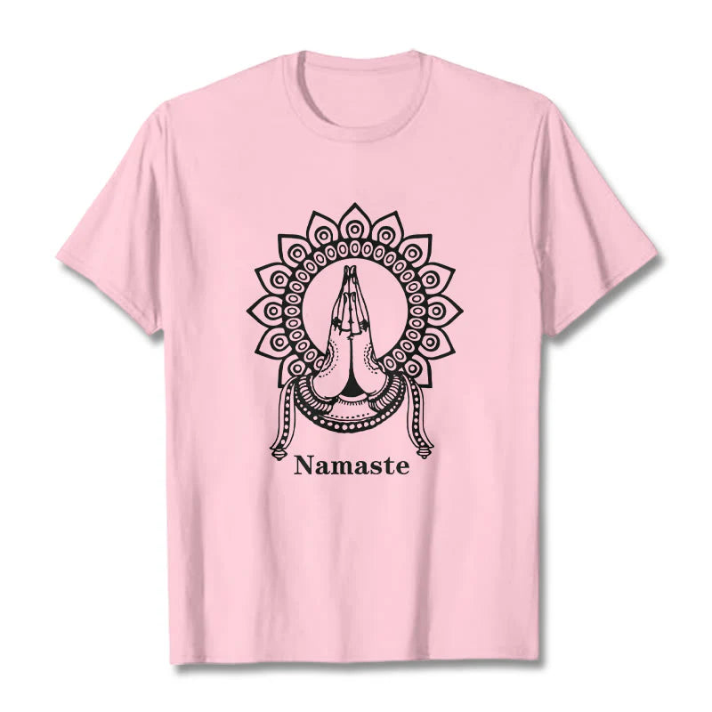 Buddha Stones Namaste Gesture Mandala Pattern Tee T-shirt