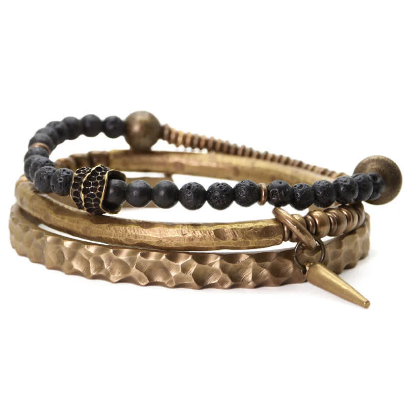 Buddha Stones Lava Rock Stone Copper Balance Cuff Bracelet Bangle (Extra 30% Off | USE CODE: FS30)