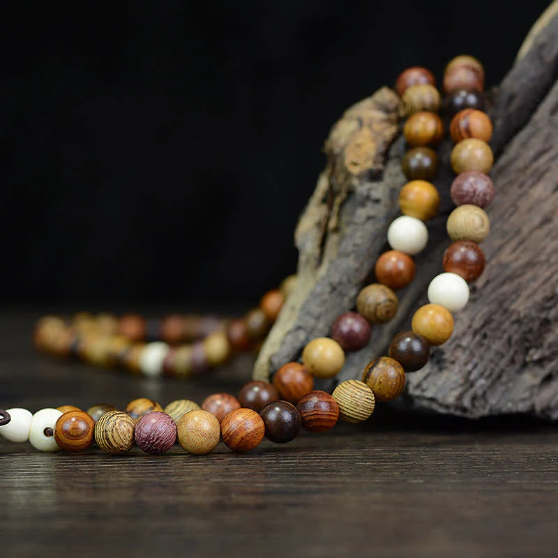 Buddha Stones 108 Beads Multi-Tone Natural Wood Calm Energy Mala