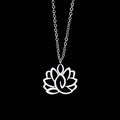 Buddha Stones Hollow Lotus Design Stainless Steel Enlightenment Necklace Pendant
