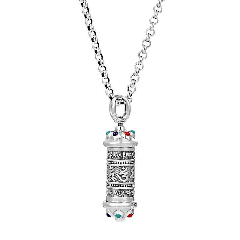 Buddha Stones Tibetan Om Mani Padme Hum Focus Necklace Pendant