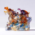 Buddha Stones Feng Shui Dragon Turtles Handmade Liuli Crystal Art Piece Protection Home Office Decoration