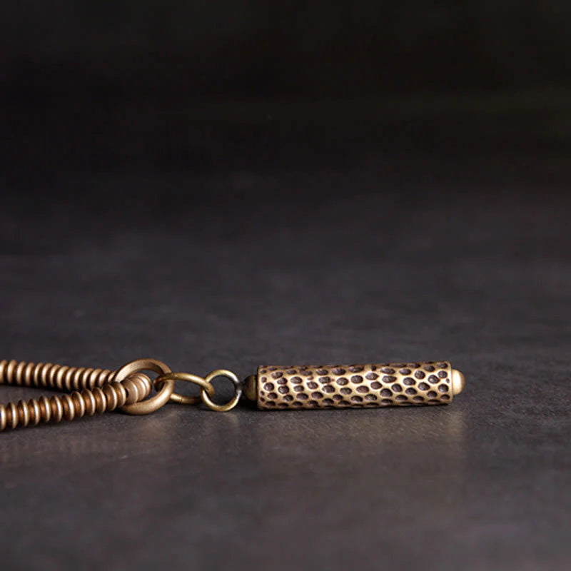 Buddha Stones Vintage Lava Rock Brass Copper Healing Multilayered Bracelet
