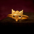 Buddha Stones Fox Mask 24k Gold Plated Brass Ring
