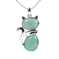 Buddha Stones Cat Pattern Natural Crystal Protection Necklace Pendant (Extra 35% Off | USE CODE: FS35)