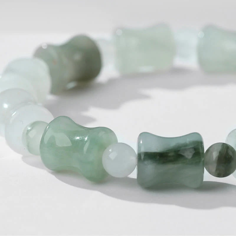 Buddha Stones Jade Coconut Shell Bamboo Pattern Abundance Luck Bracelet