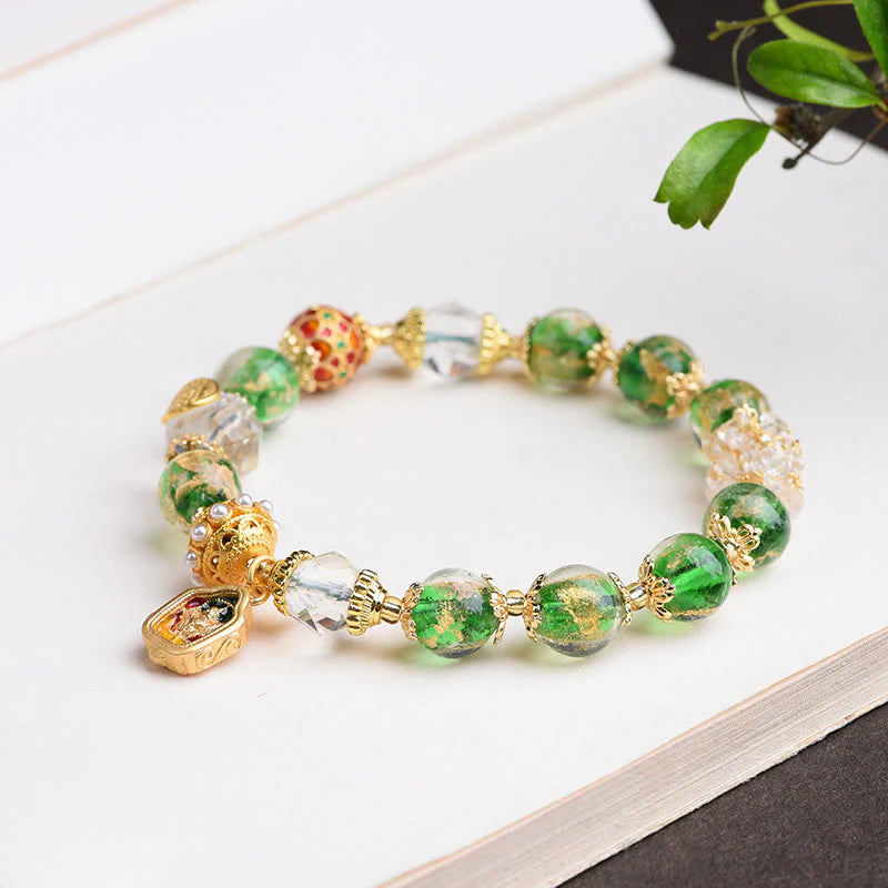 Buddha Stones Liuli Glass 925 Sterling Silver Copper Keep Away Evil Spirits Bracelet