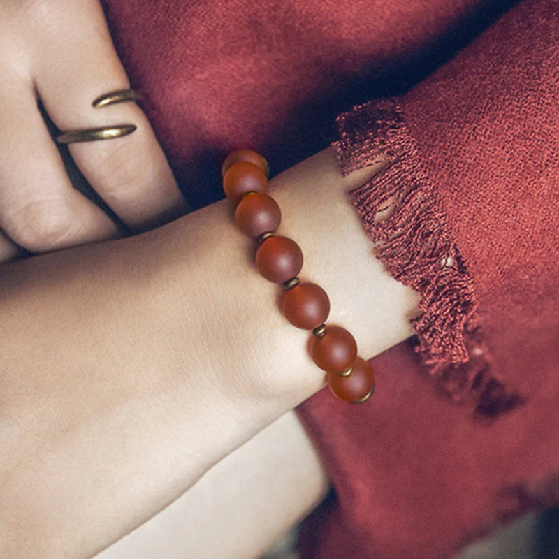 Buddha Stones Tibetan Red Agate Green Agate Copper Confidence Fortune Bracelet