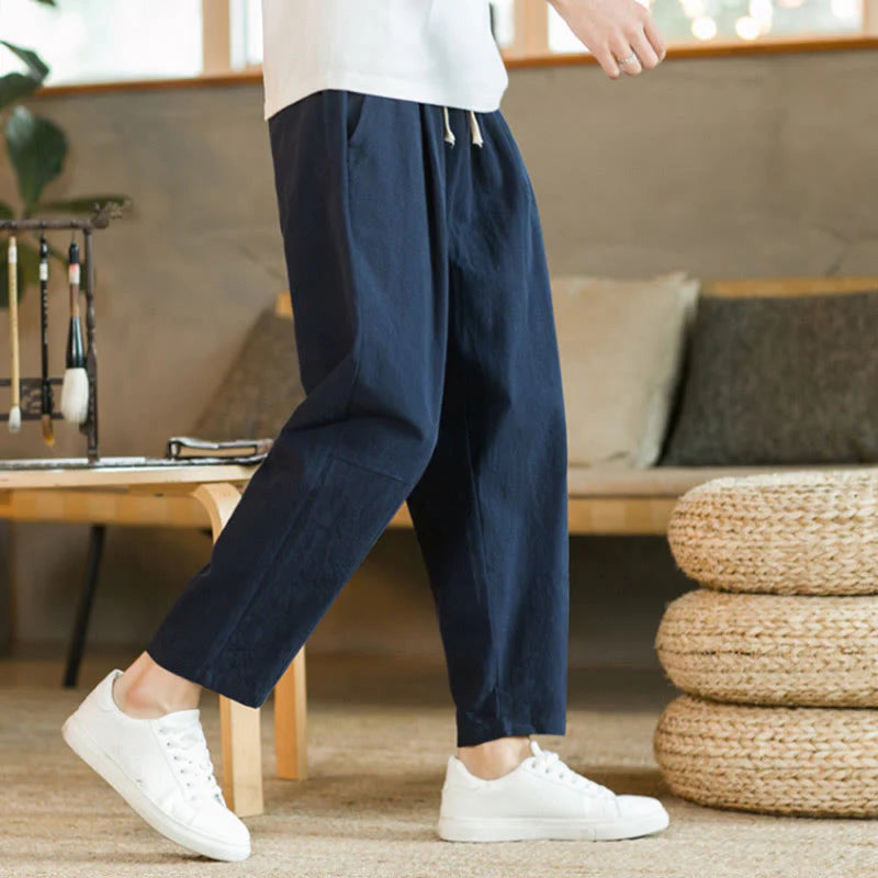Buddha Stones Summer Men's Cotton Pants With Pockets