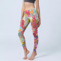 Buddha Stones Colorful Flowers Leaves Print Gym Fitness Leggings Women's Yoga Pants
