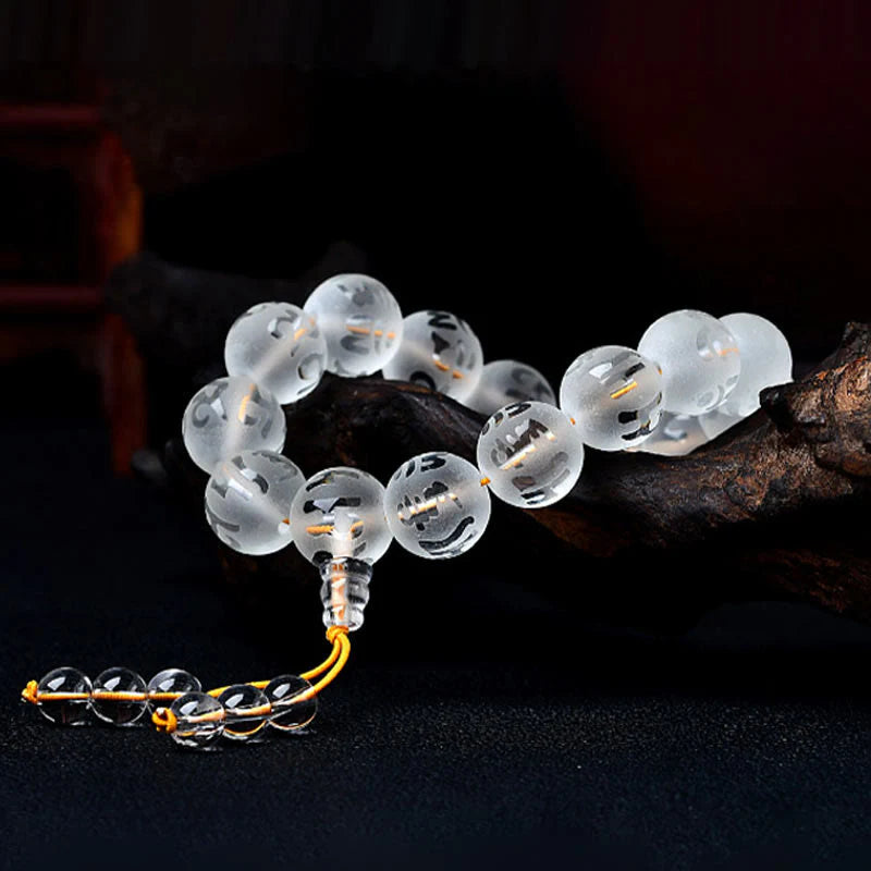 Buddha Stones Blessings of Light and Protection White Crystal Bracelet Includes Gift Message Card