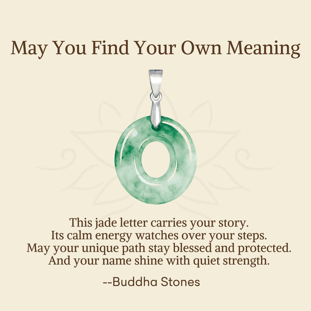 Buddha Stones May You Find Your Own Meaning Natural A-Z Letter Jade Titanium Steel Chain Necklace Includes Gift Message Card