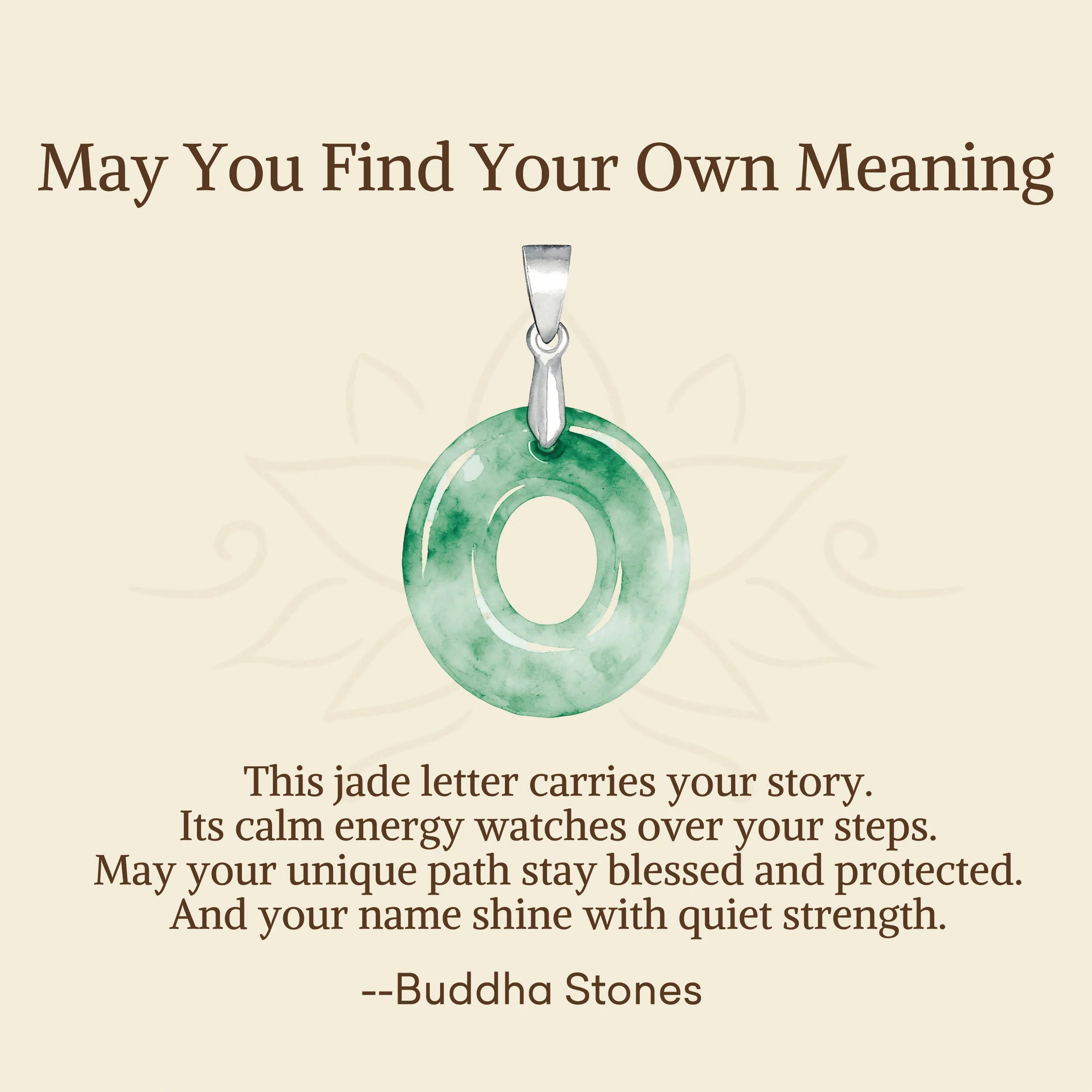 Buddha Stones May You Find Your Own Meaning Natural A-Z Letter Jade Titanium Steel Chain Necklace Includes Gift Message Card