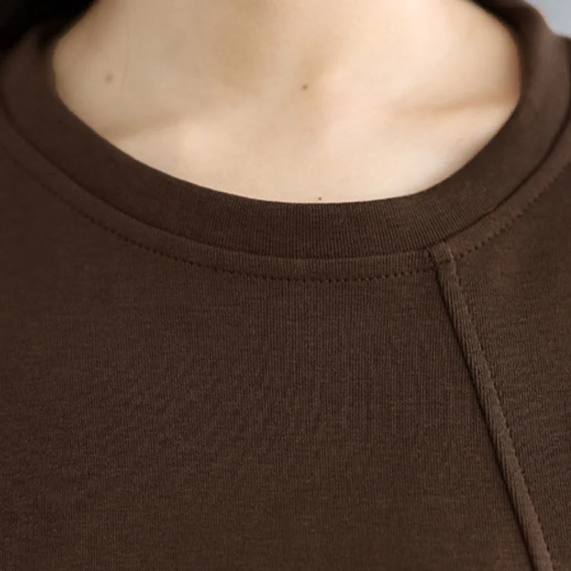 Buddha Stones Plain Frog-button Design Crew Neck Cotton Women's Long Sleeve Sweatshirt