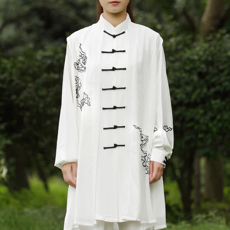 Buddha Stones Auspicious Clouds Gradient Meditation Prayer Spiritual Zen Tai Chi Qigong Practice Women's Clothing Set