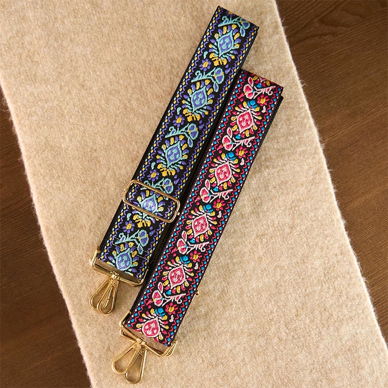 Buddha Stones Bohemian Flower Geometric Stripes Embroidery Adjustable Handbags Crossbody Shoulder Bag Purse Straps Replacement