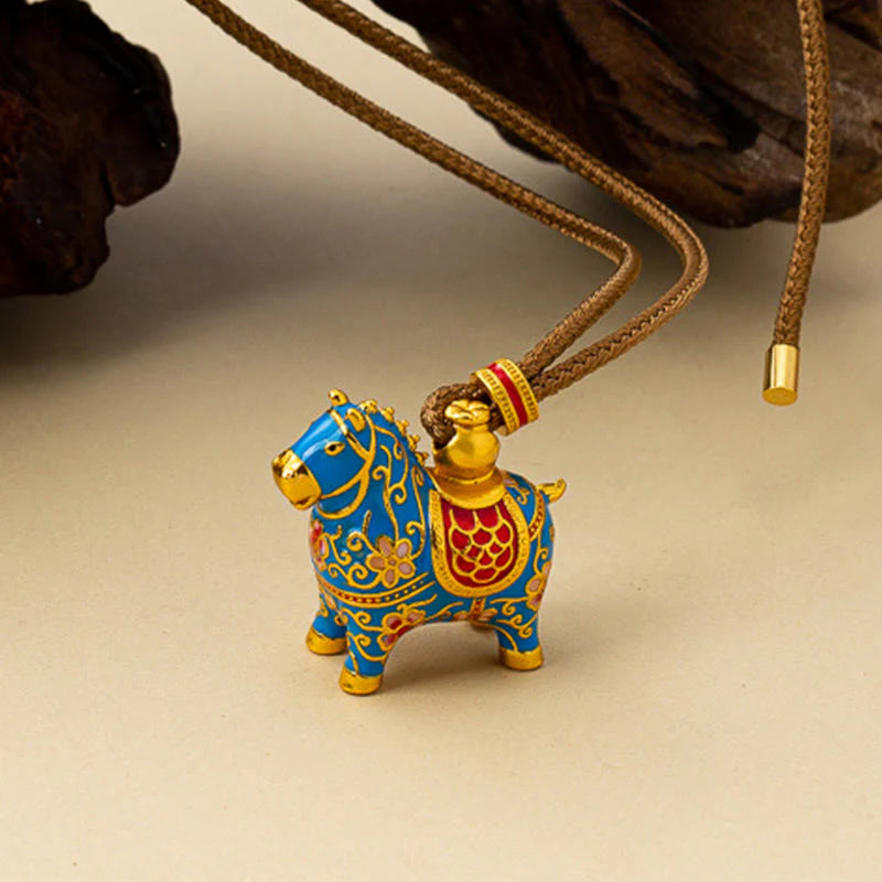 Buddha Stones Year Of The Horse Copper Wealth Necklace Pendants