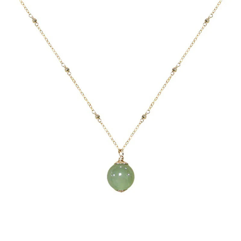 Buddha Stones 14k Gold Plated Hetian Jade Luck Beaded Necklace Pendant (Extra 35% Off | USE CODE: FS35)