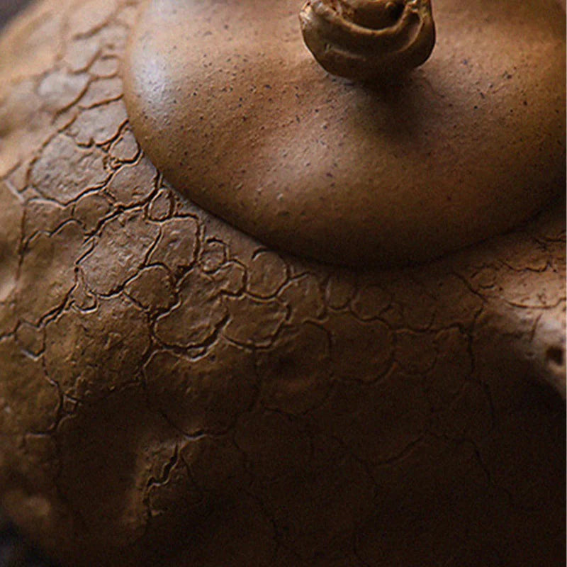 Buddha Stones Handmade Vintage Tree Texture Purple Clay Kung Fu Teapot 220ml