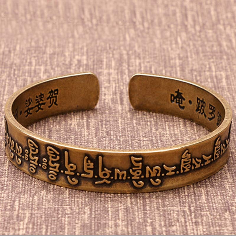 Buddha Stones Tibetan MahÄpratisarÄ Mantra Sanskrit Copper Brass Healing Bracelet Bangle