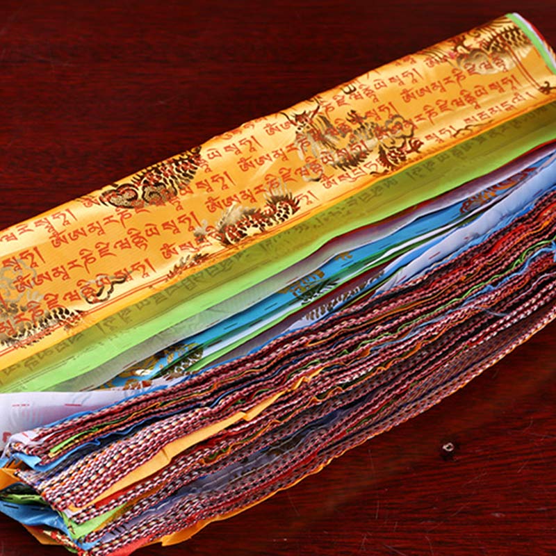 Buddha Stones Tibetan 5 Colors Windhorse Blessing Longevity Sutra Outdoor 20 Pcs Prayer Flag Decoration