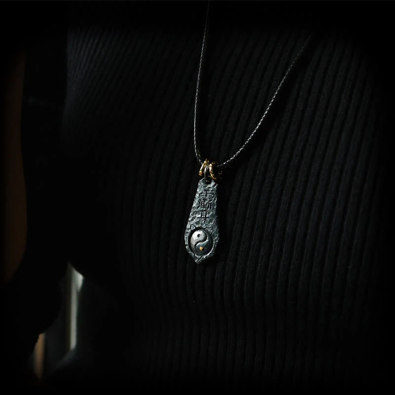 Buddha Stones 999 Sterling Silver 24k Gold Big Dipper Yin Yang Design Harmony Necklace Pendant