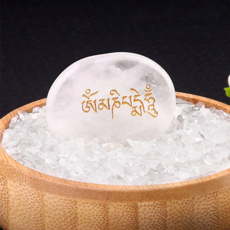 FREE Today: Spiritual Awareness Om Mani Padme Hum Amethyst Tiger Eye Palm Stone Crystal Decor 35*45mm
